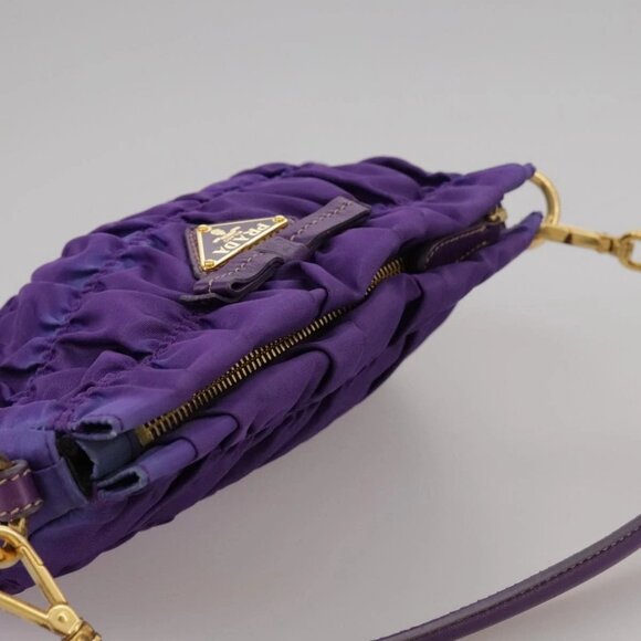 PRADA Accessory Pouch Nylon Purple Gold Auth - Picture 9 of 15